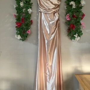 Elegant Satin Gown in Champagne